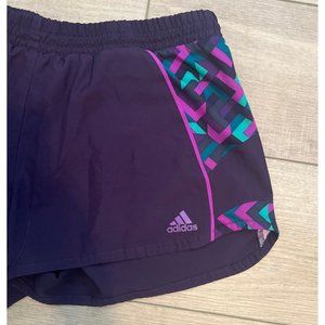 Adidas ClimaLite Womens Athletic Shorts, Retro Purple Print